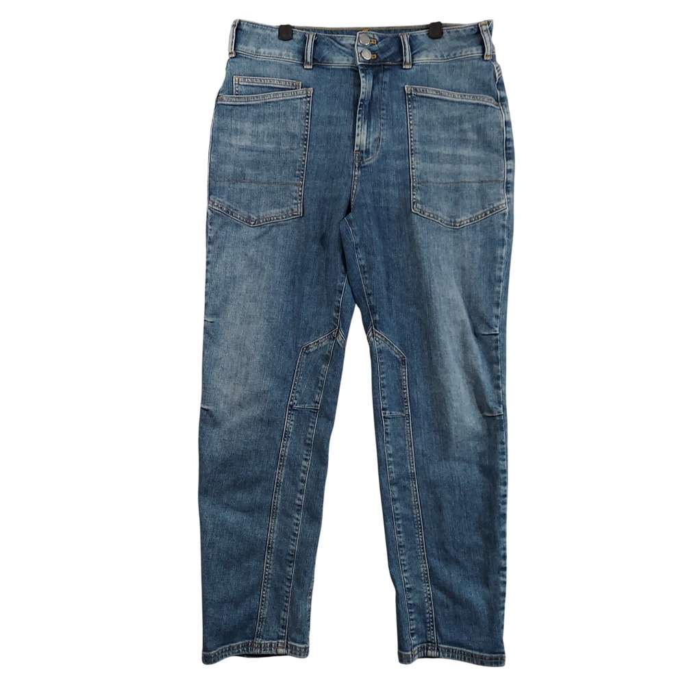 Pilcro Jeans Women 30 Blue Utility High Rise Straight Leg Patch Pocket Denim